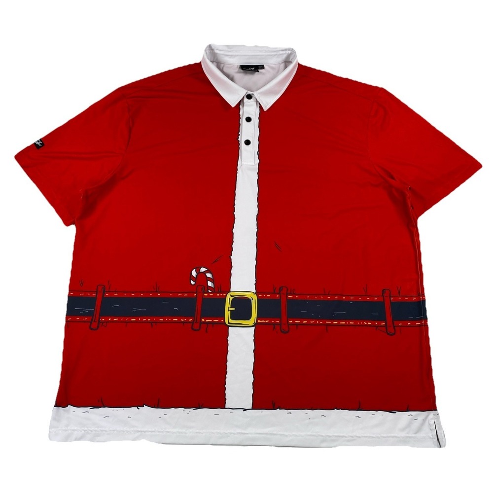 Sunday Swagger Golf Polo Shirt Christmas Santa Claus Suit Men's 3XL
